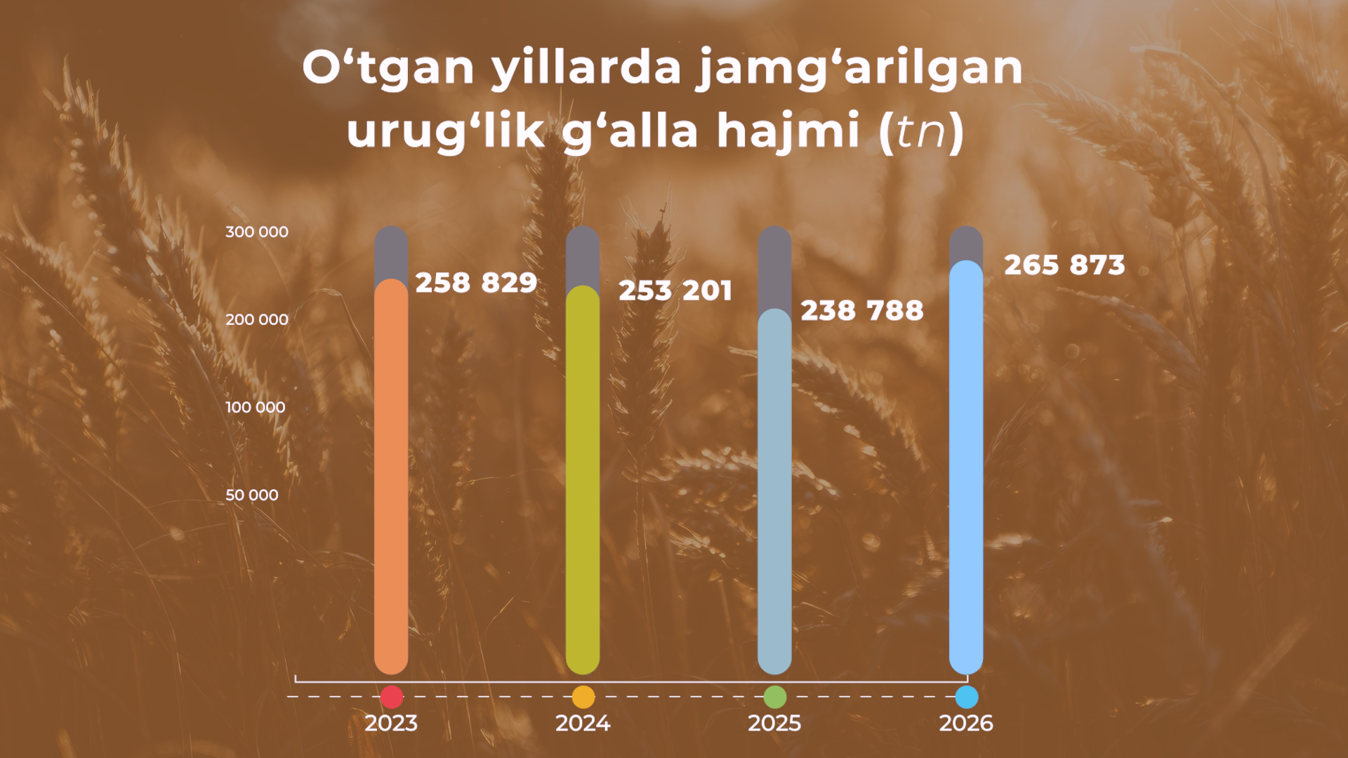 Kelgusi yil hosili uchun 265 ming tonnadan ortiq urug‘lik g‘alla jamg‘arildi